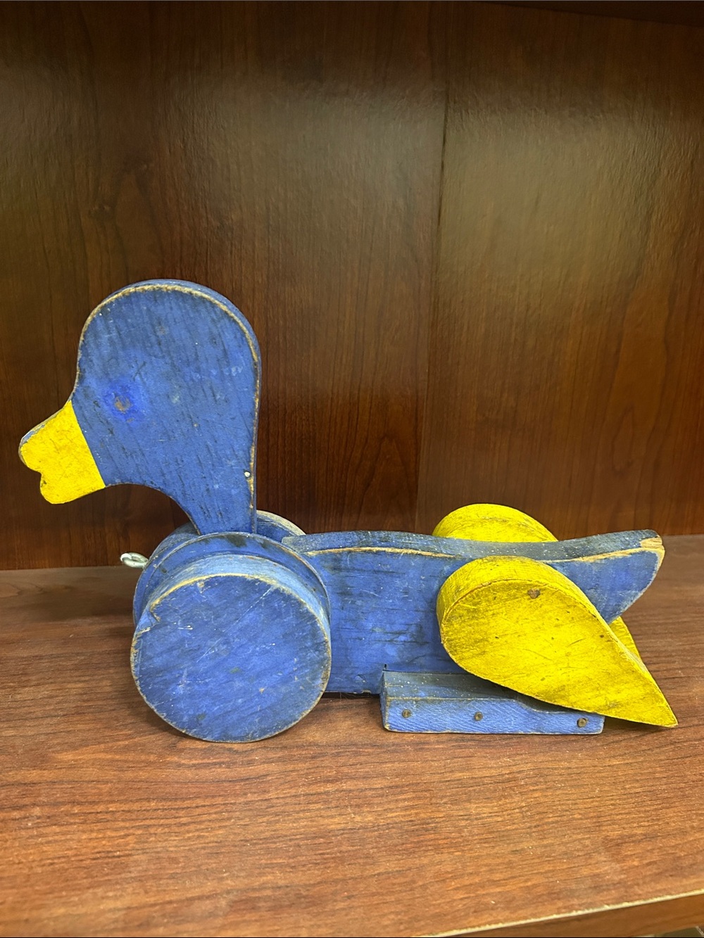 Vintage Folk Wooden Duck Pull Toy - Swiss Weizenkorn Style - Bobbing Head Motion